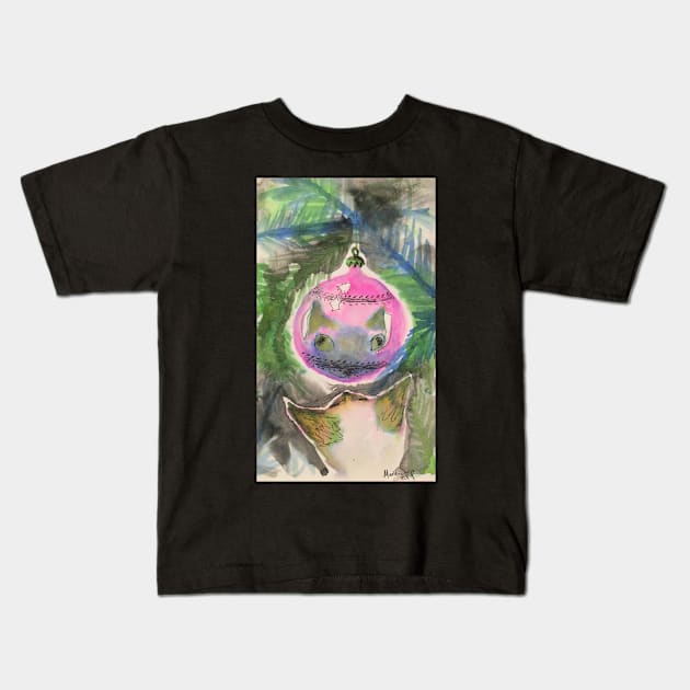 The Cat and the Ornament Kids T-Shirt by artmarieso